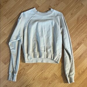 Tan + Lines Cropped Light Beige Crewneck Sweatshirt